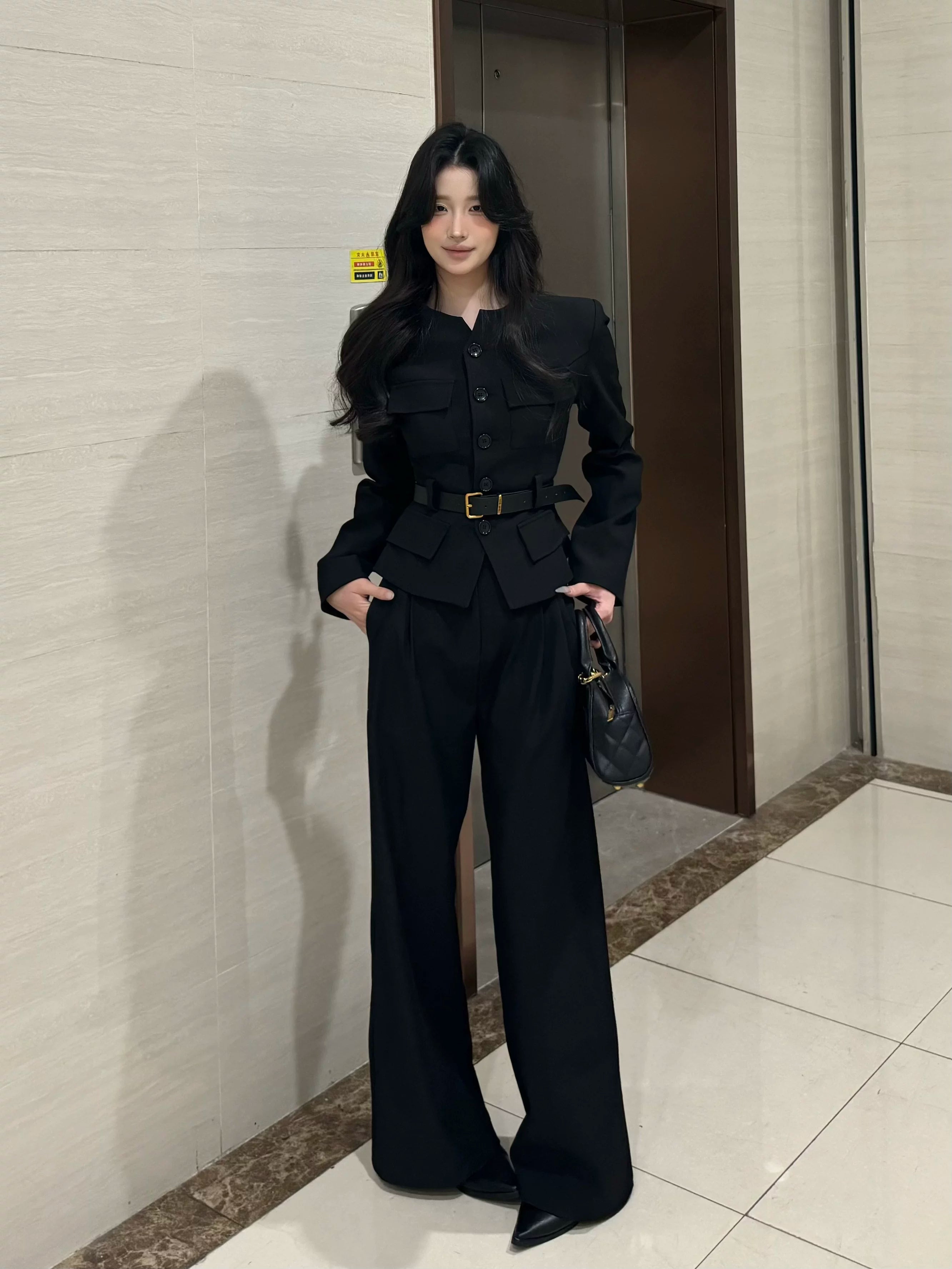 PANPANSTUDIO Commuter Suit Wide-leg Pants Set