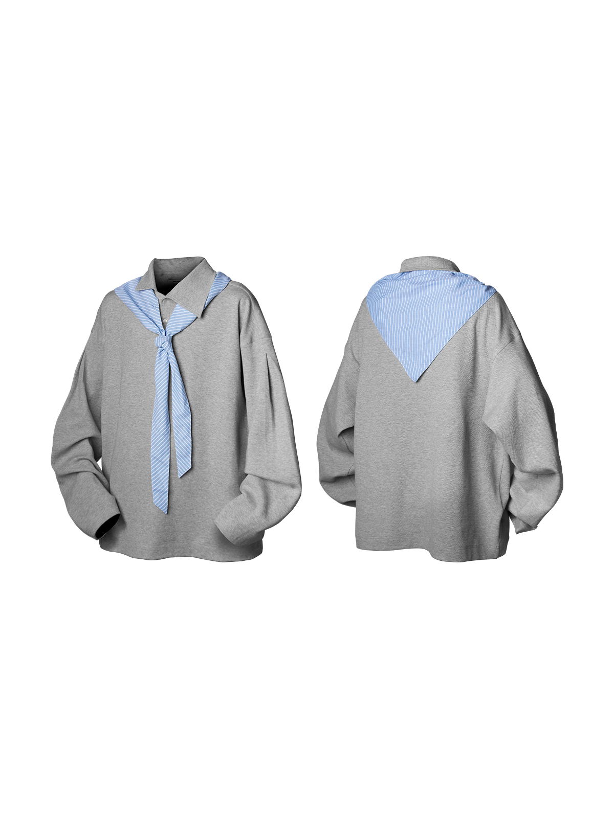 RELABEL Asymmetrical Diagonal Neck Knitted Scarf POLO Shirt