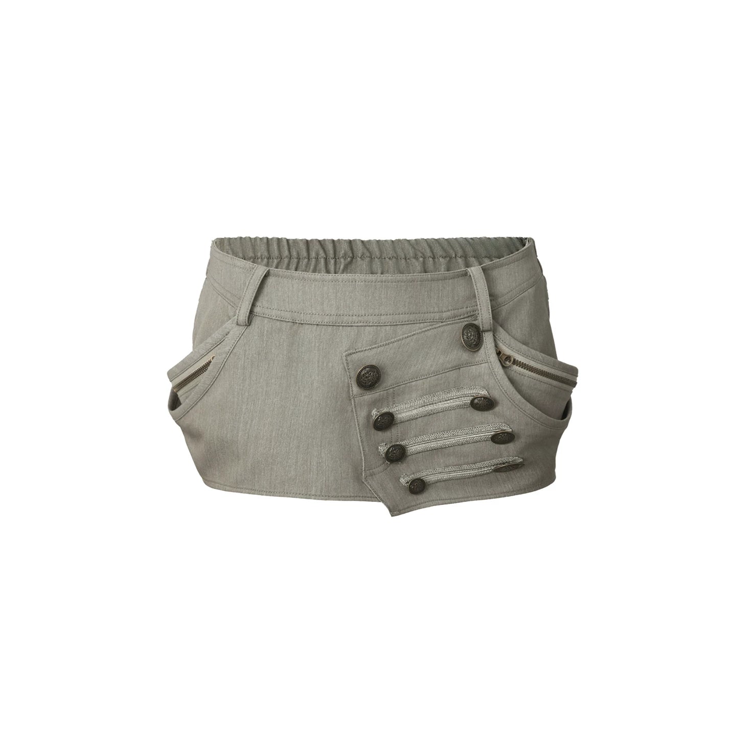 DoublePunch Puffy Three-dimensional Cut Metal Buckle Asymmetrical Skirt