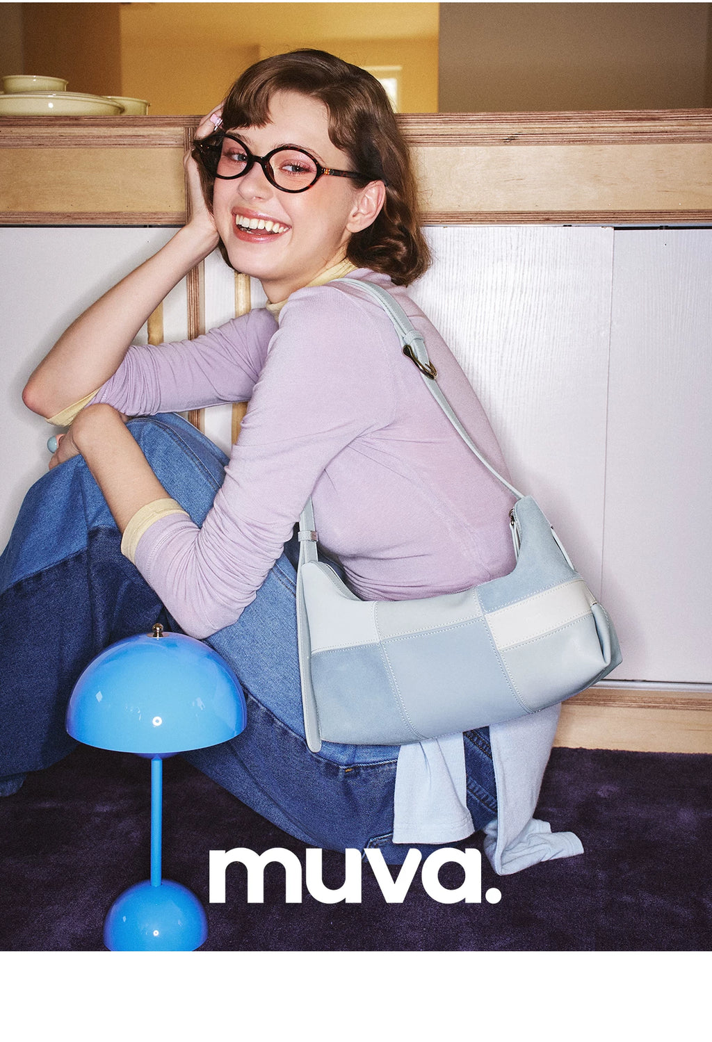 Muva Leather Spliced Shoulder Bag