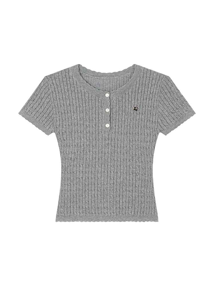 KANO Henry Collar Slim Knitting Tee