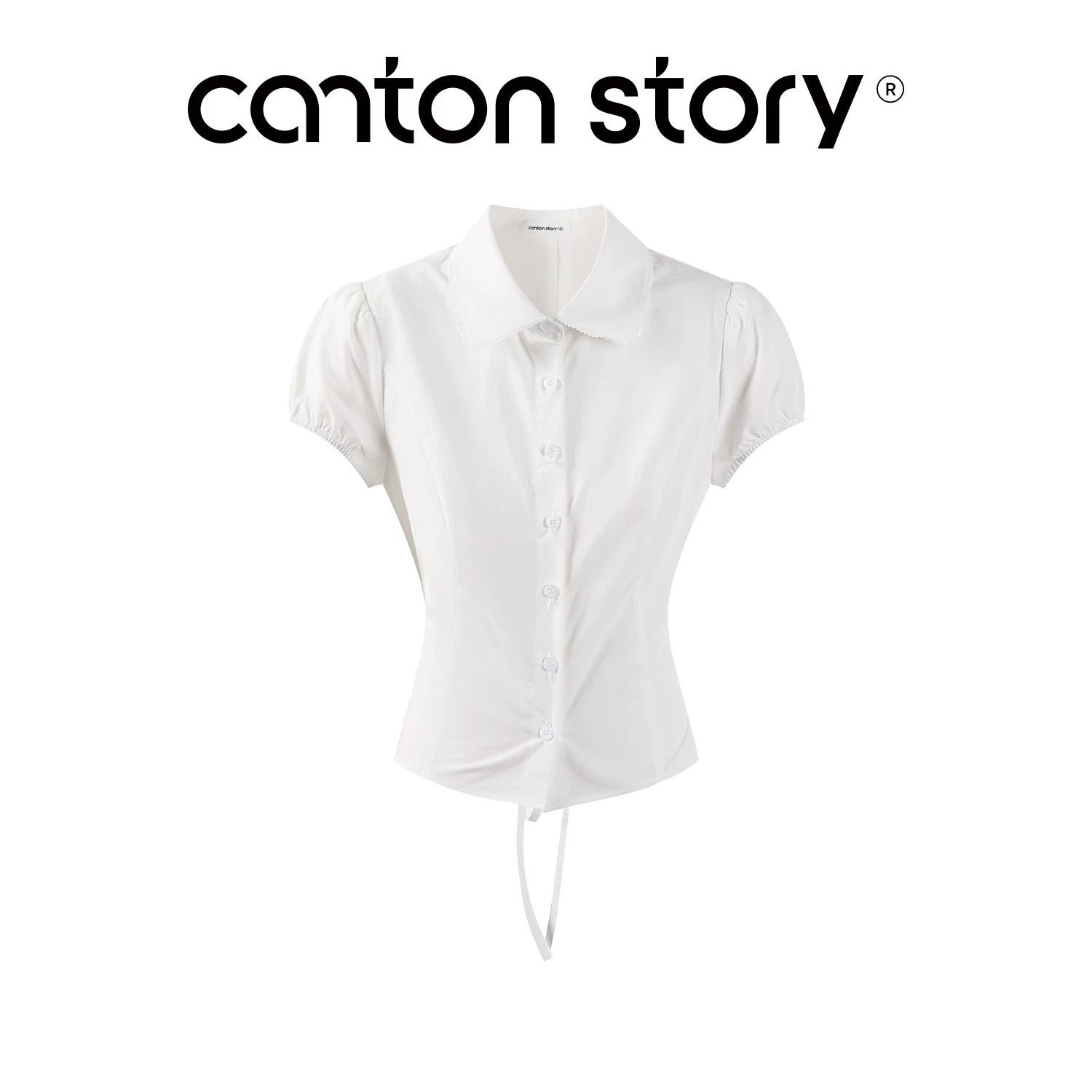 Cantonstory Slim-fit Waist Short-sleeved Shirt Skirt Set