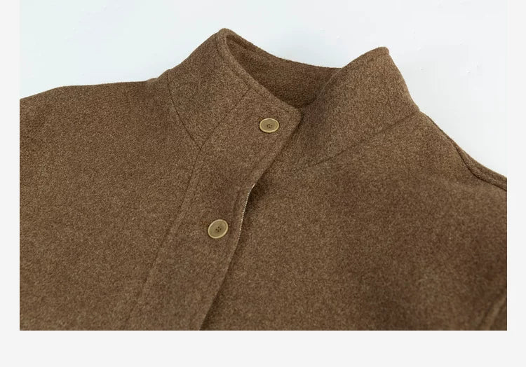 LOVEHEYNEW Vintage Plaid Hooded Removable Woolen Jacket