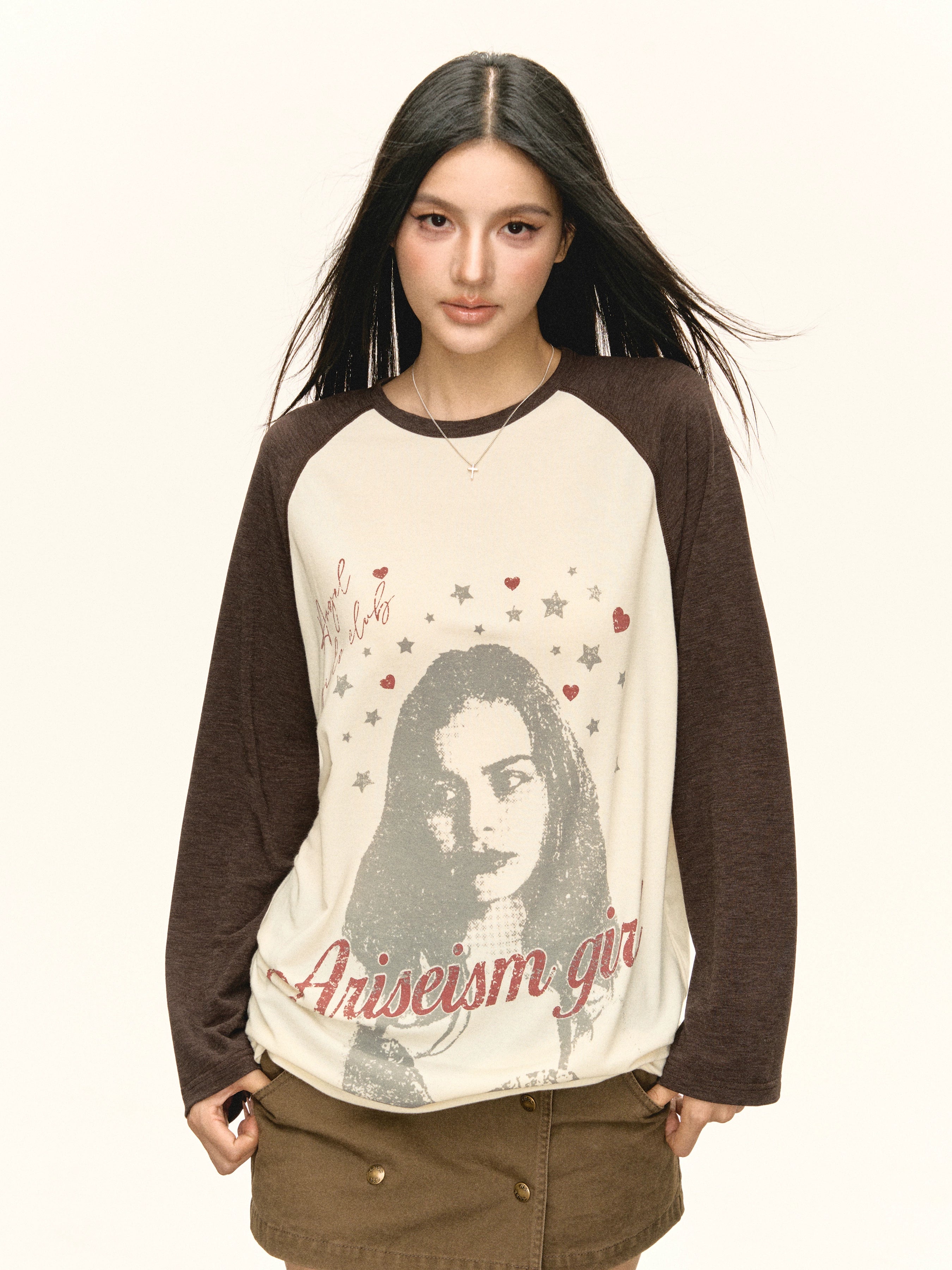 Ariseism Vintage Versatile Shoulder Sleeve Long Sleeve