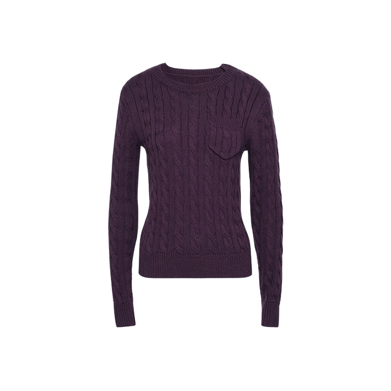 Audwyn Crew Neck Twist Sweater Slim-Fit Knitted Sweater