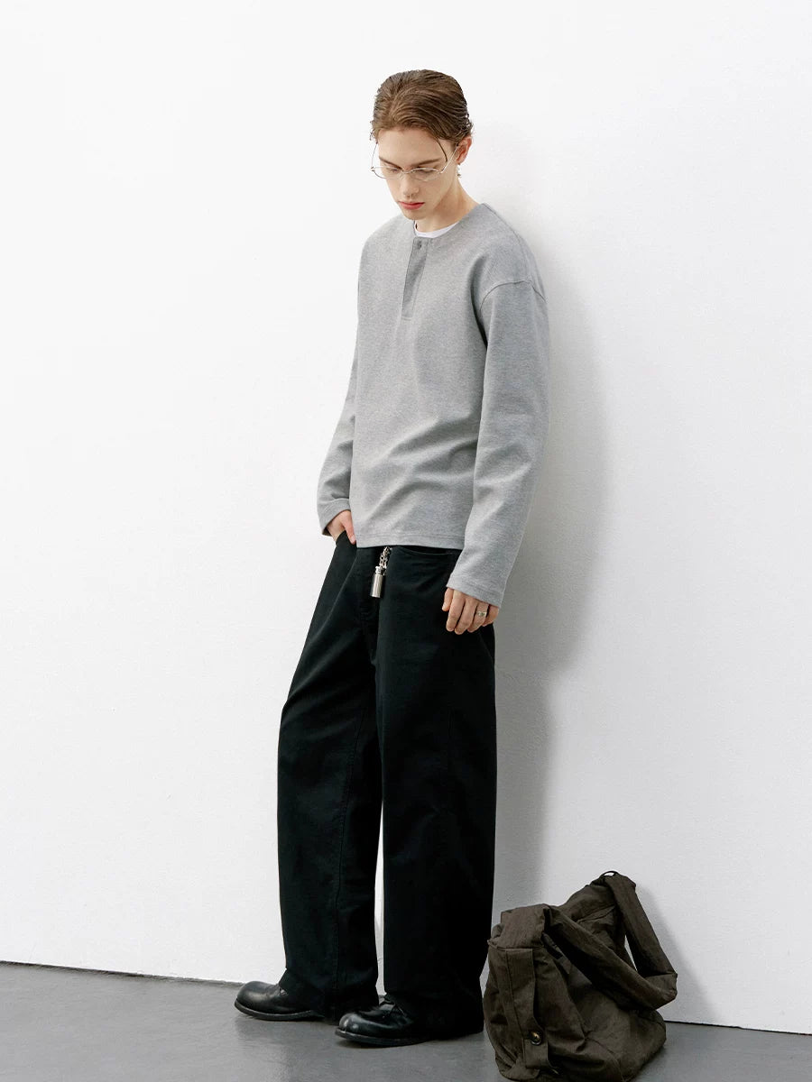 714Street Henry Neck Heavy Loose Long Sleeve T-Shirt