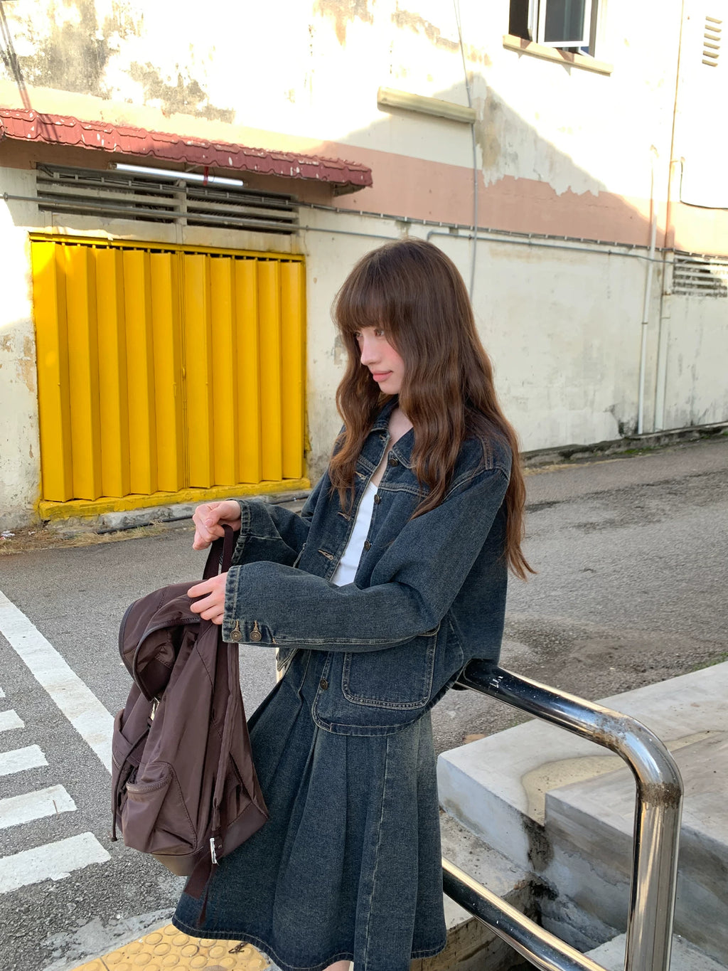 KANO Vintage Denim Jacket Skirt Set