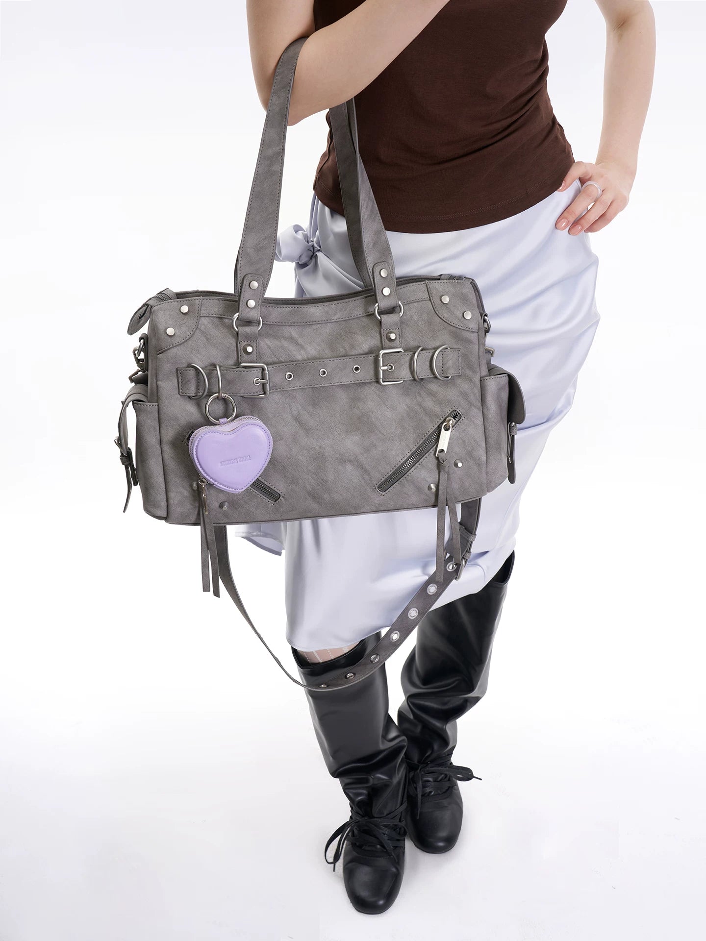 JANDRESS Rivet Large Capacity Shoulder Underarm Bag
