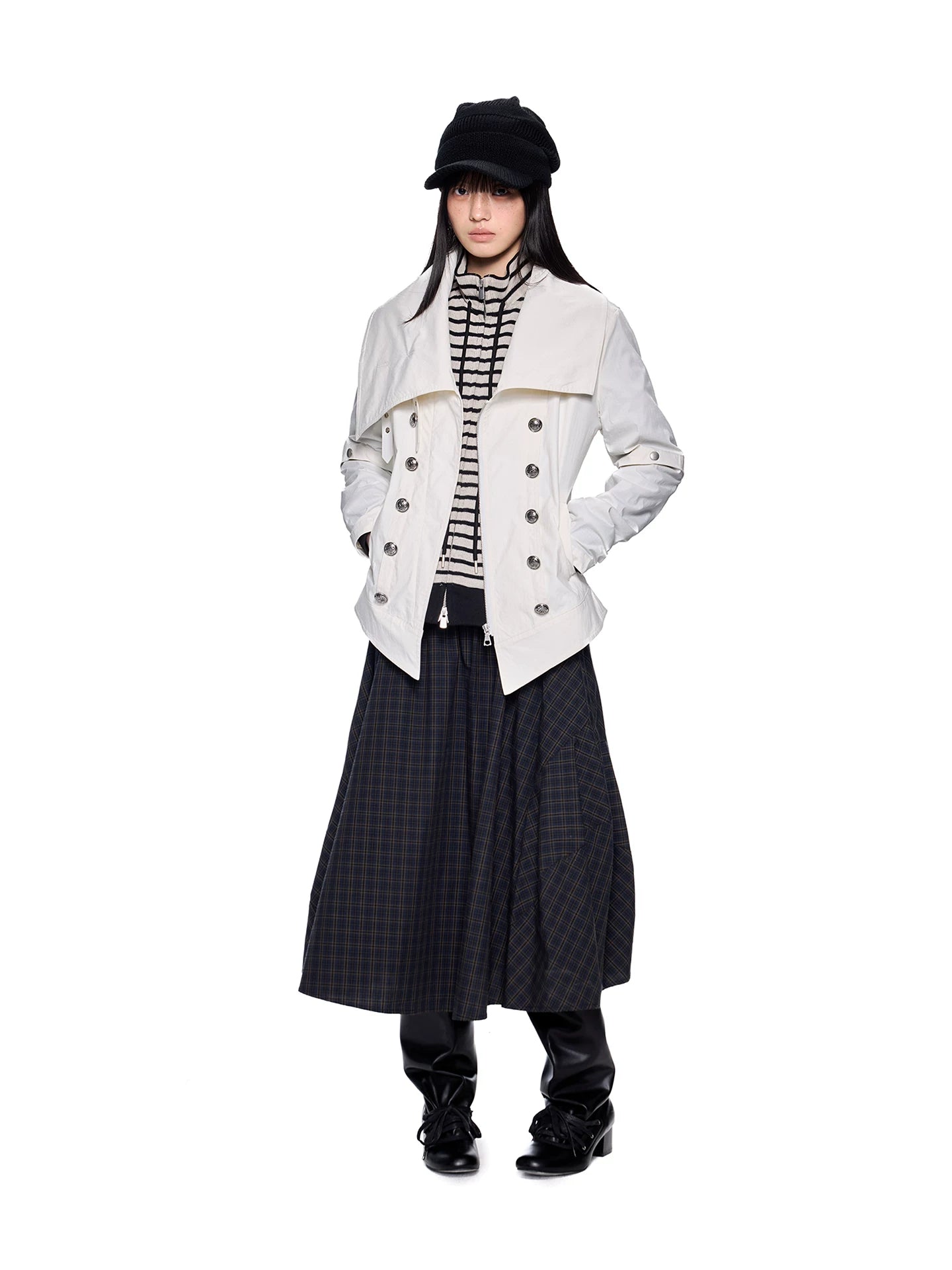 EZEK Turtleneck Metal Buckle Slim Jacket