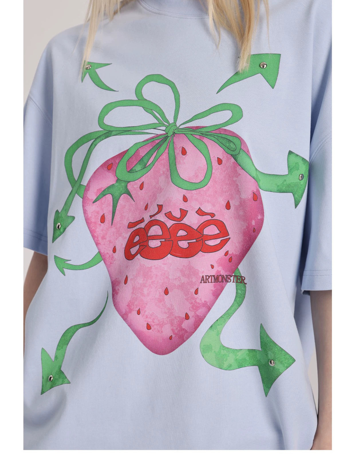 EeeeArtmonster Hand Painted Strawberry Rivet Tee