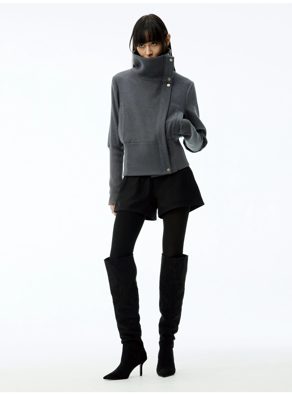 JCAESAR WOMEN Threaded-sleeved Woolen Jacket