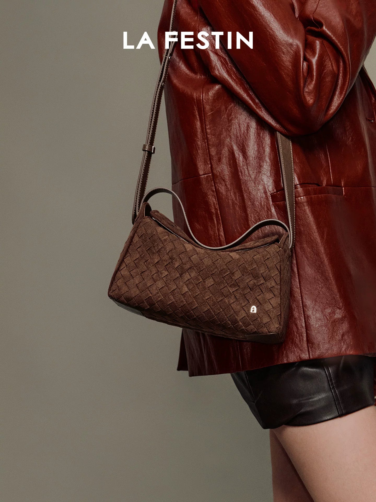 La Festin Woven Crossbody Handbag