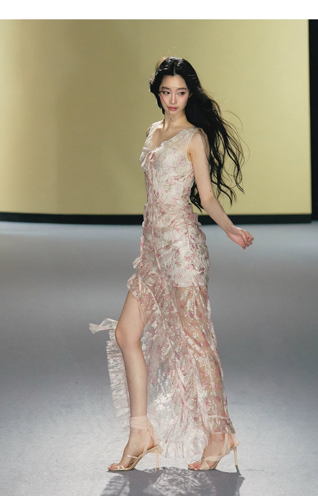 AGAM Lace Stitching Slim Suspender Dress