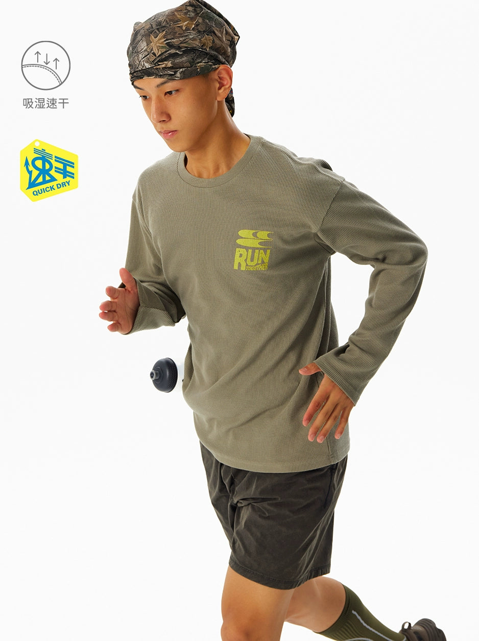 CryingCenter Quick Drying Breathable Waffle Loose Long Sleeve