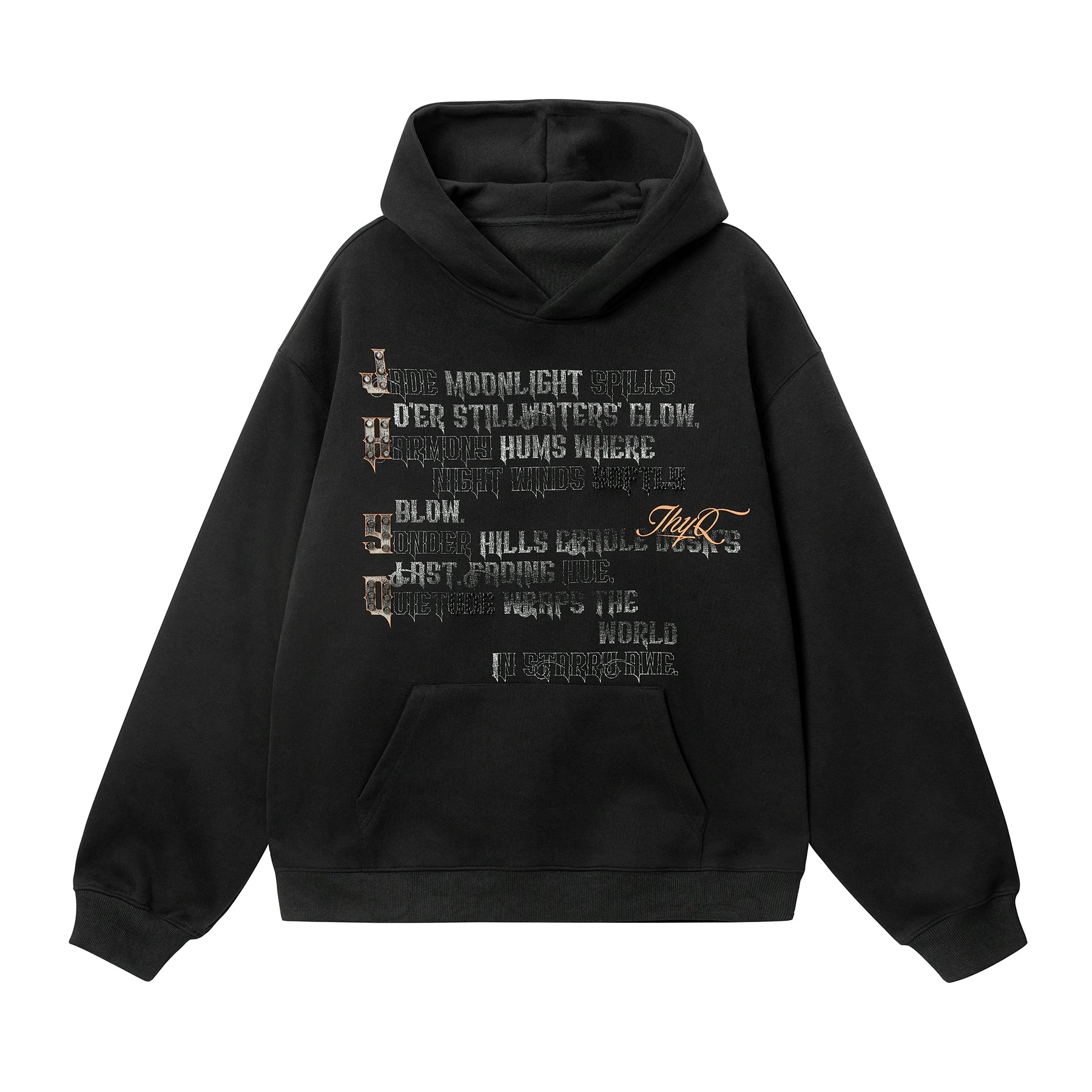 JHYQ Full English Print Loose Hoodie