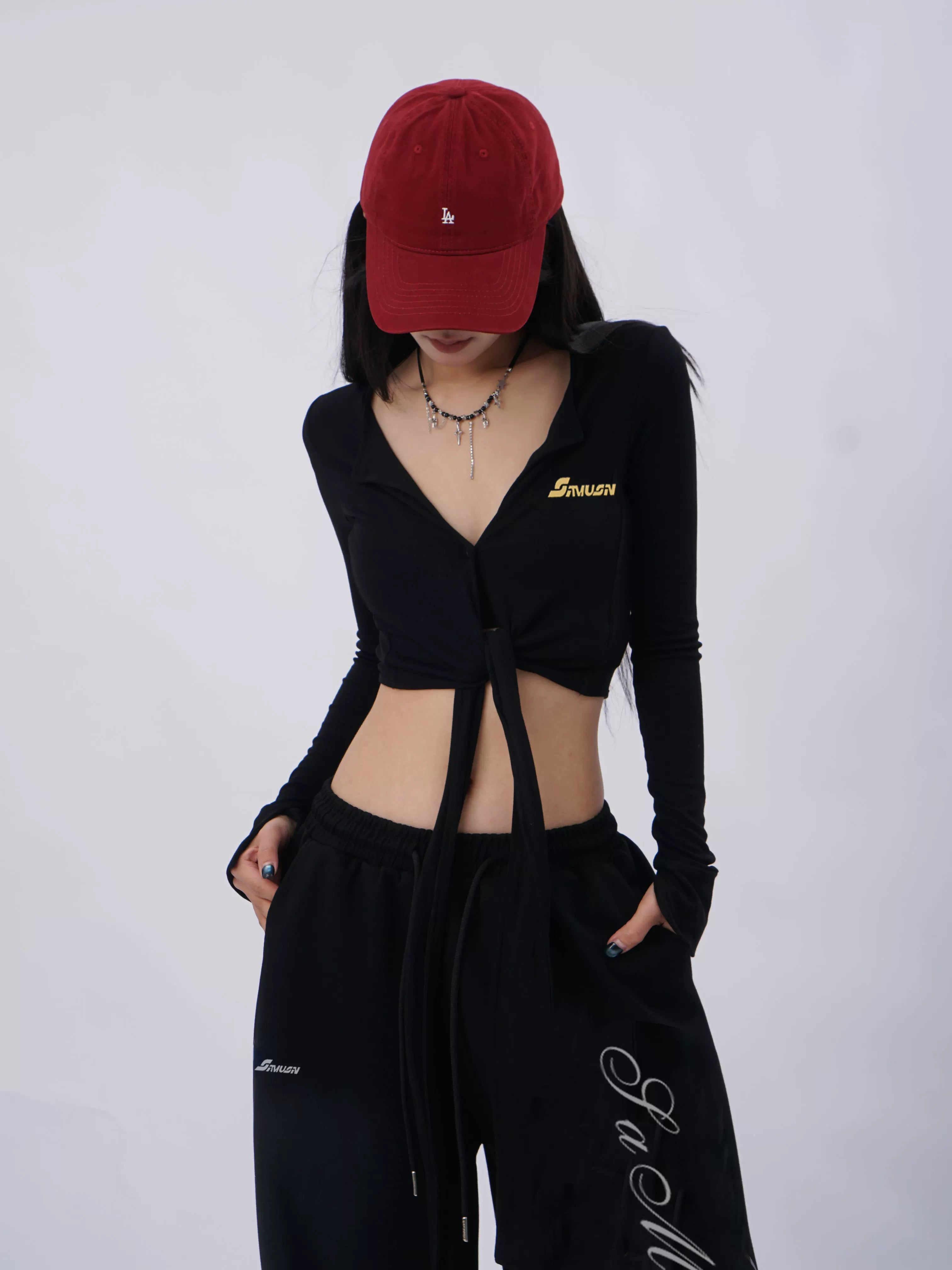 SAMUSAN Streamer Waist Towel Two Wear Casual Long Sleeves