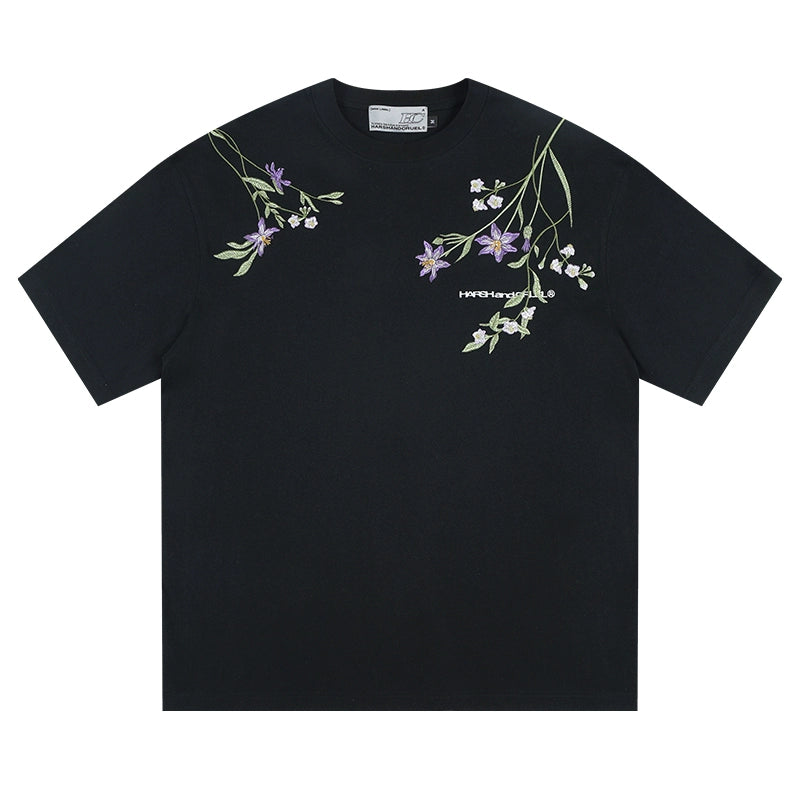Harshandcruel million-needle embroidered plant Monet Garden Tee
