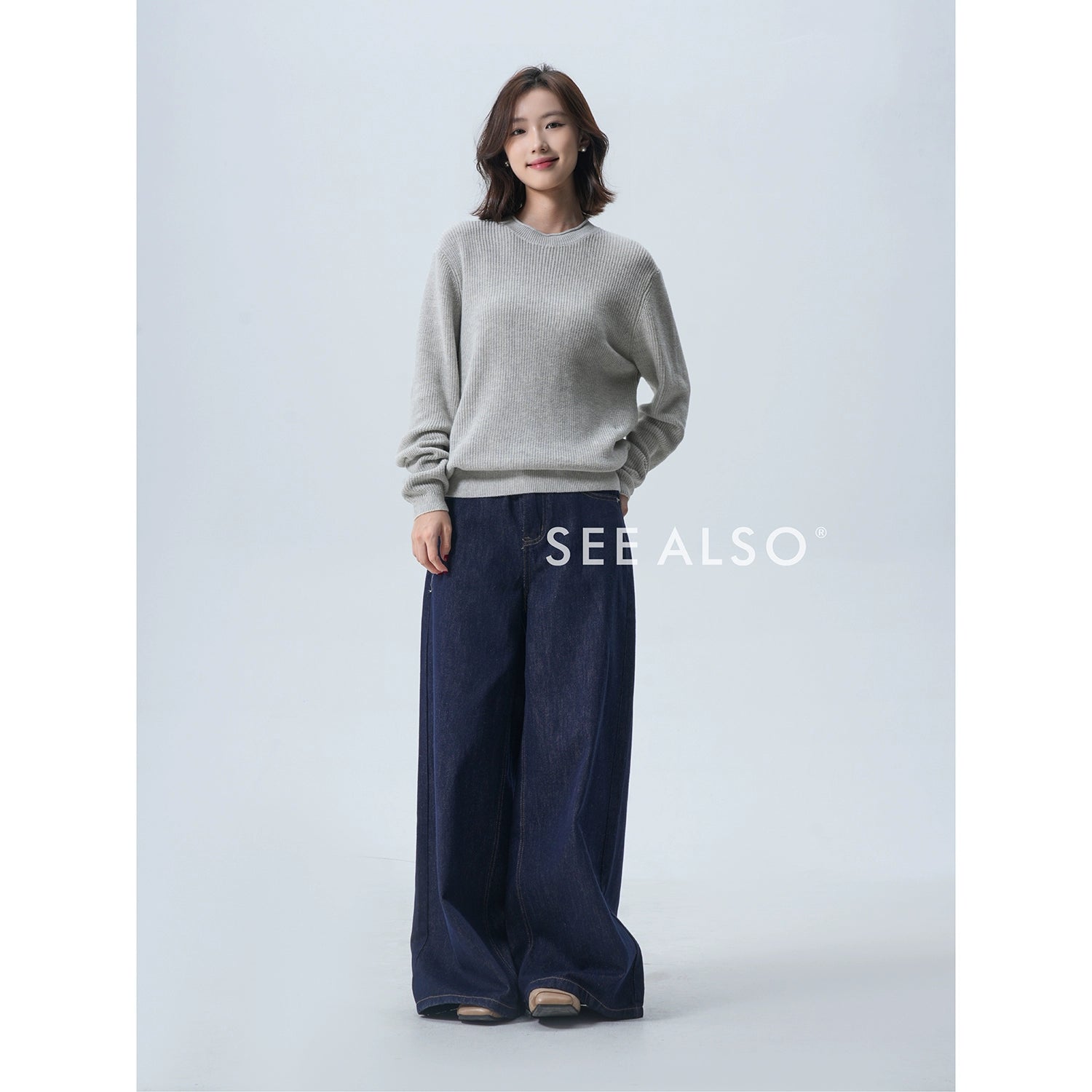 SEE ALSO Slack Minimalist Crew Neck Long Sleeve Knitted Sweater