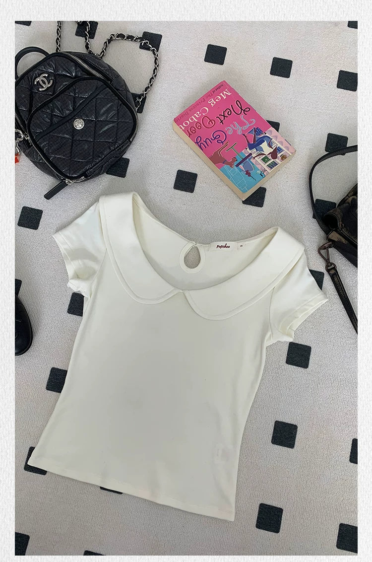 Popchee U-neck Simple Versatile Tee