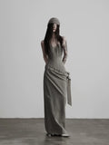 INDULGE Strap Waist Tube Top Drape Long Skirt