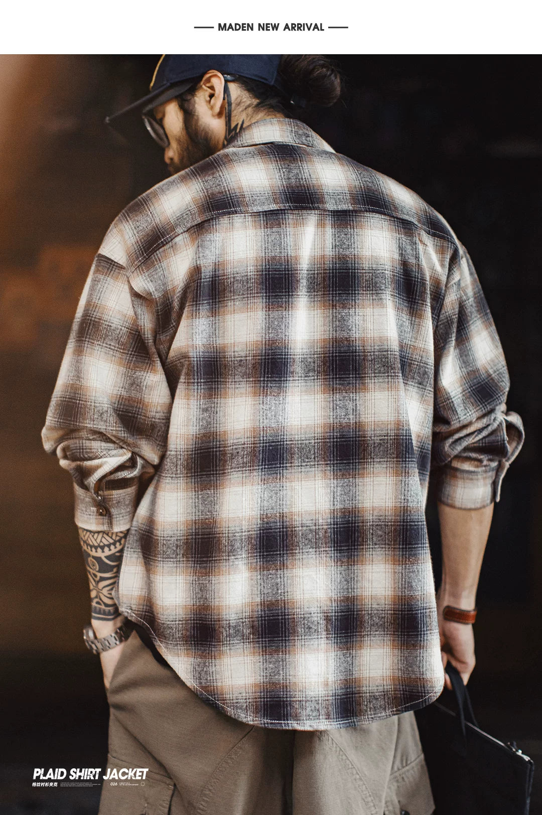 Madden Plaid Zip Lapel Plaid Long Sleeve Shirt