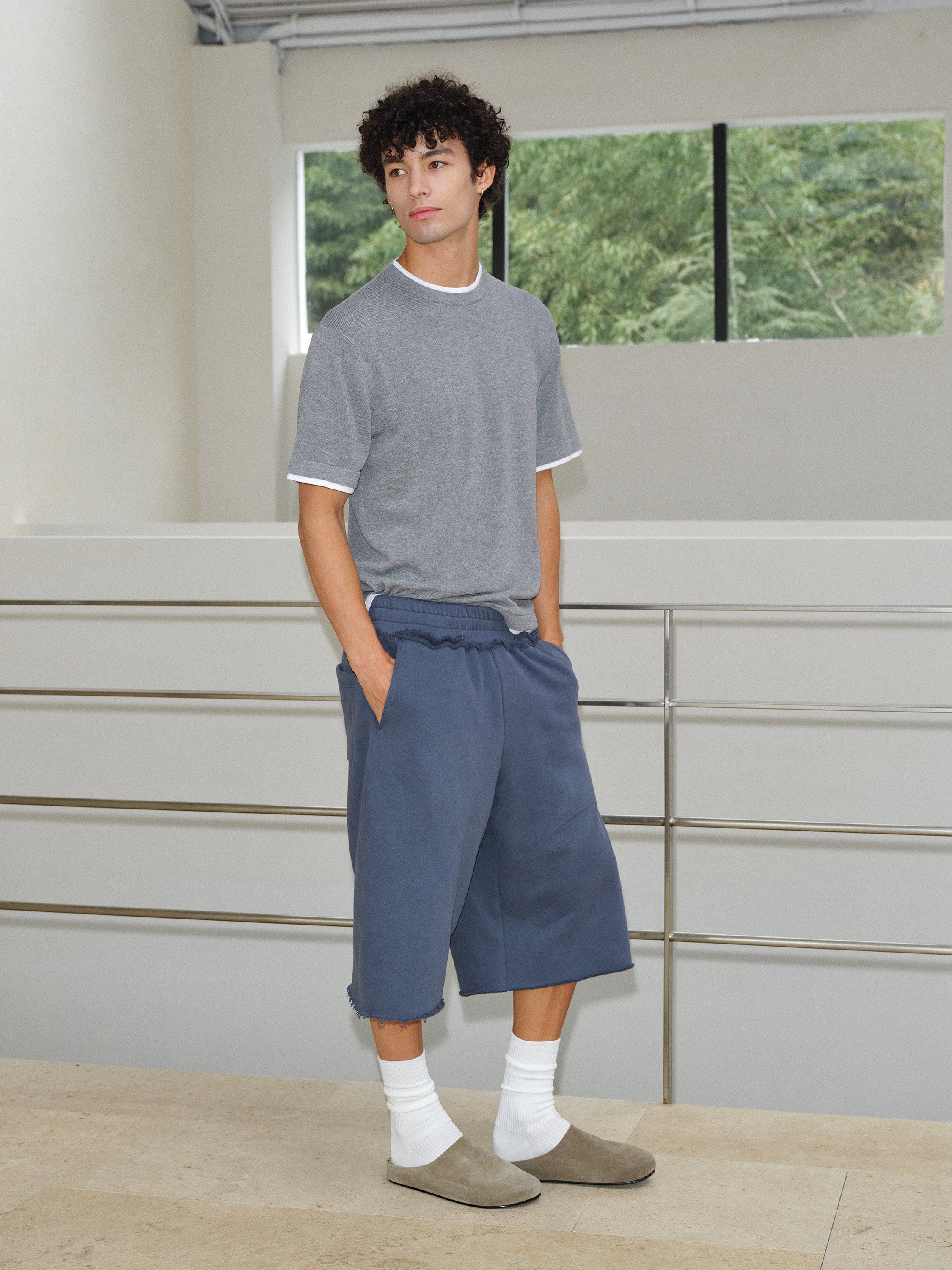 VLABMADE | 420G Linen-Blend Relaxed Faux-Layer Knit Tee