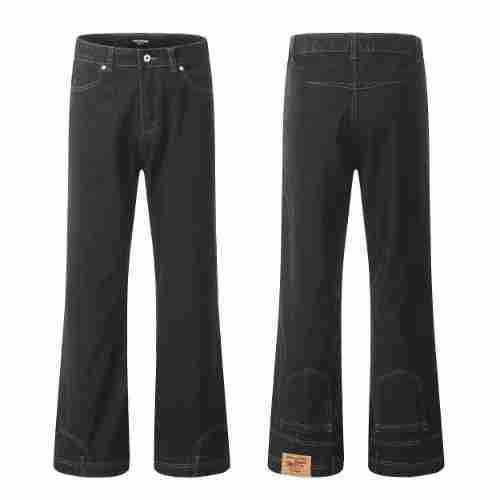 11KN High Street Retro Niche Black Washed Wide-leg Reverse Jeans