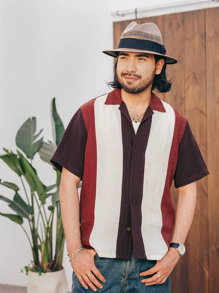 SOARIN Contrasting Splicing Short-sleeved Shirt