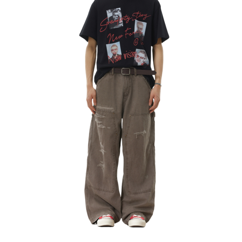 BTSG Vintage Straight Loose Wide Leg Casual Pants