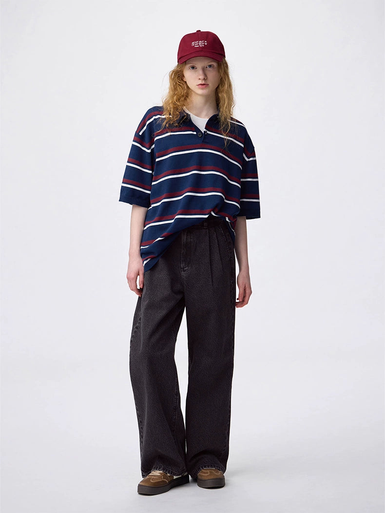 GU Pleated Loose Straight Jeans