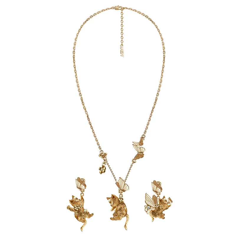 MASW Cute Butterfly Cat Creative DIY Pendant Collarbone Chain