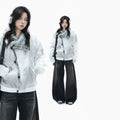 Zuocisankon Plush Lapel Diagonal Buckle Tie-dyed Cotton Jacket