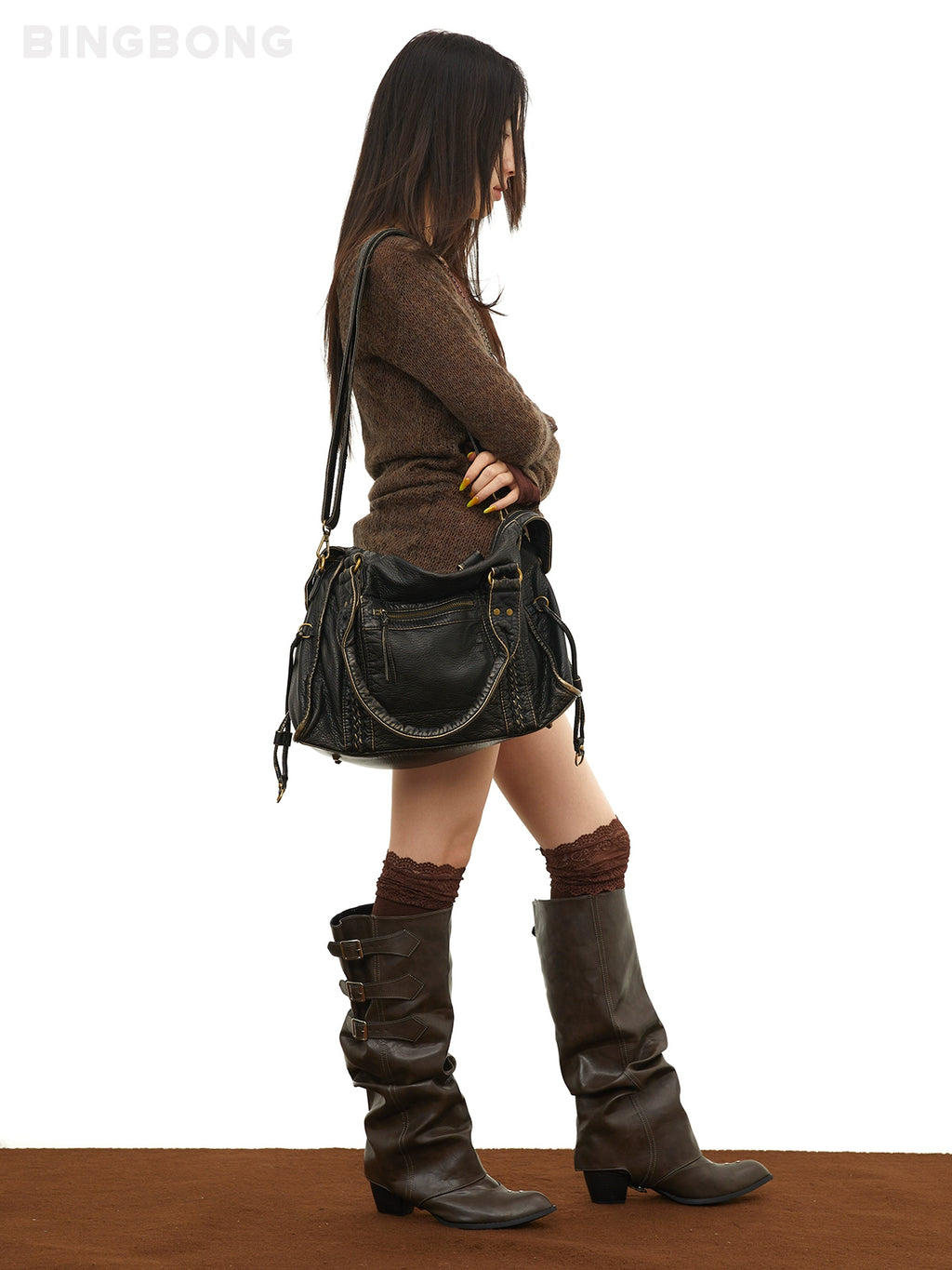 BINGBONG Retro Locomotive Bag Shoulder Messenger Bag Tote Bag