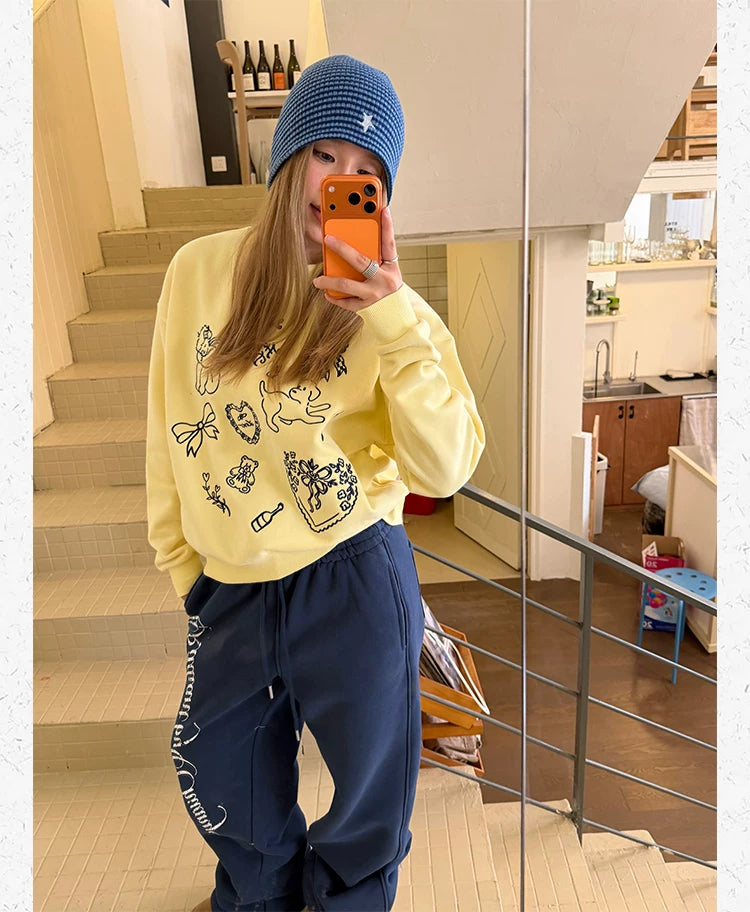 CCYE Embroidered Fleece Crew Neck Sweater