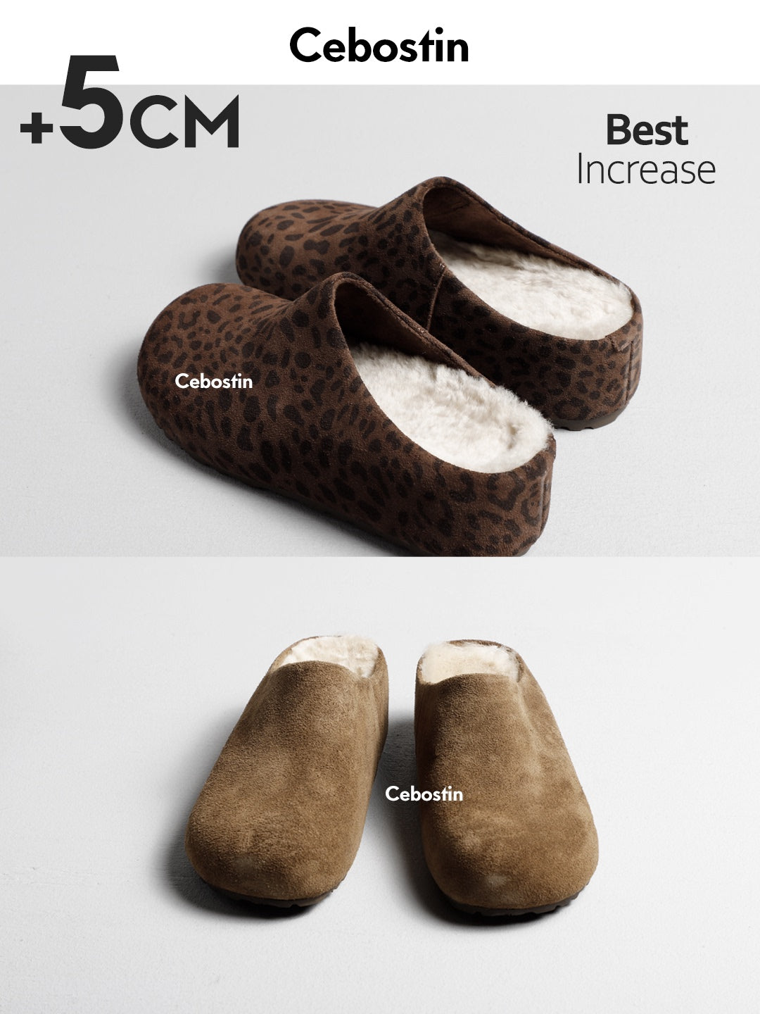 Cebostin Increased The Height of The Fleece Birkenstock Half Slippers