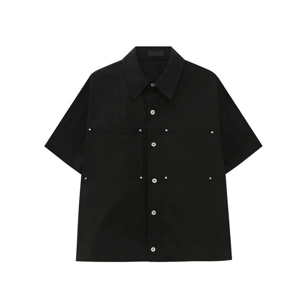 MTLCLOTHES Lapel Shirt Solid Color Tooling Casual Versatile Suit