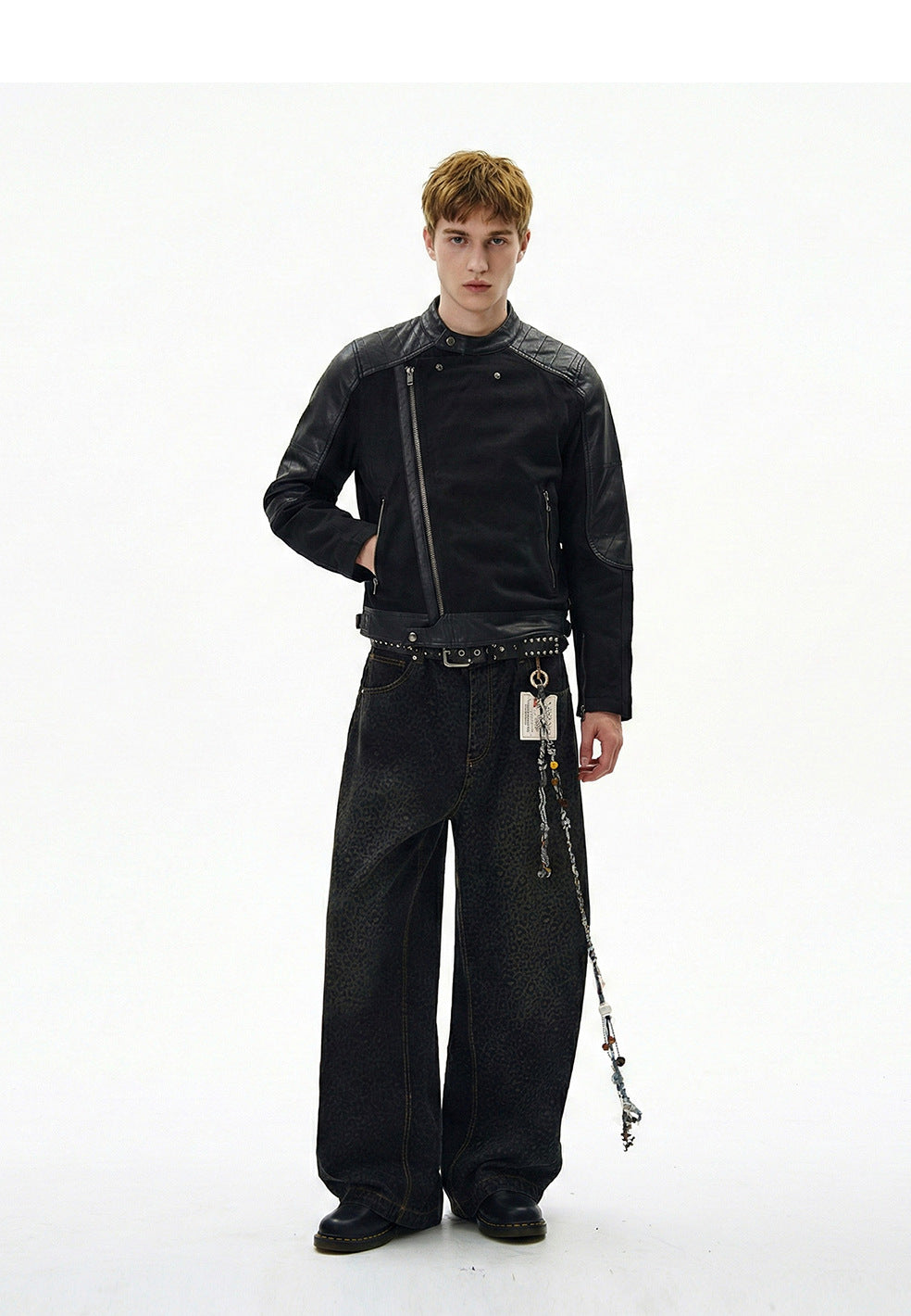 MADEEXTREME Vintage Stitched Short Leather Jacket