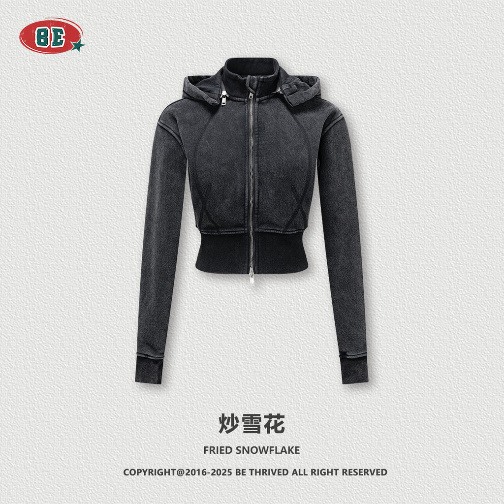 BE Retro Short Waist Zipper Jacket