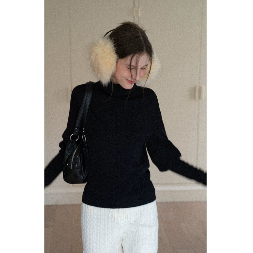 EGGKA Crew Neck Waist Wool Knitted Sweater