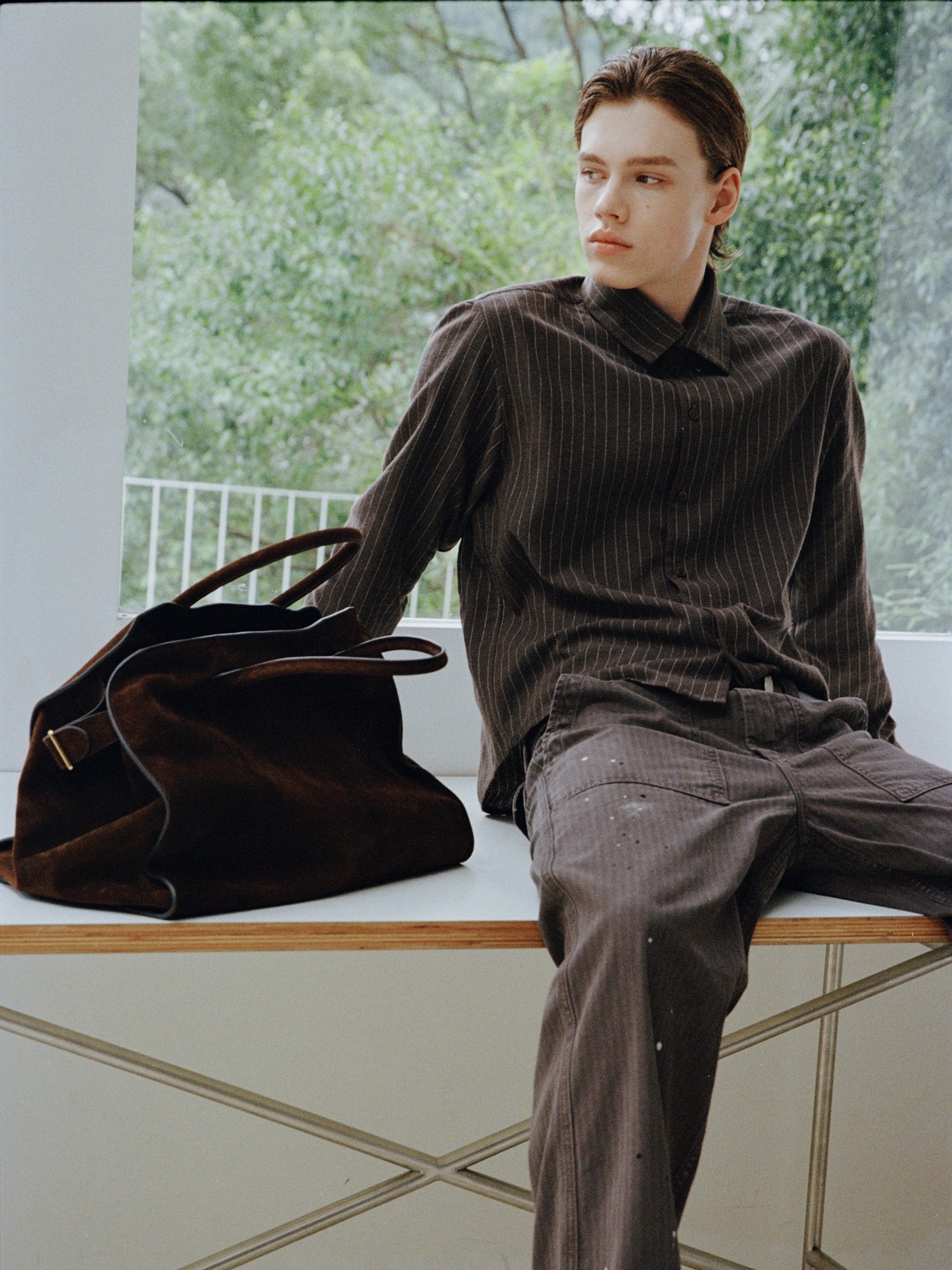 VLABMADE Striped Pendant Short Profile Multi-neck Adjustment Shirt