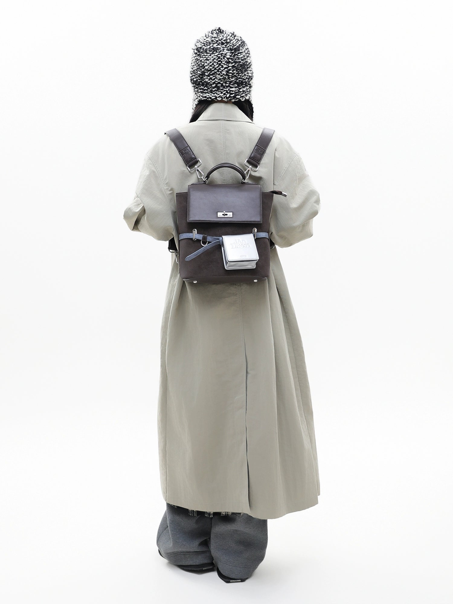 JANDRESS Vintage College Contrast Crossbody Backpack