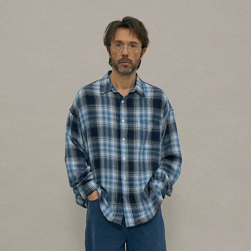 PARTIMENTO Niche Versatile Blue Plaid Tee