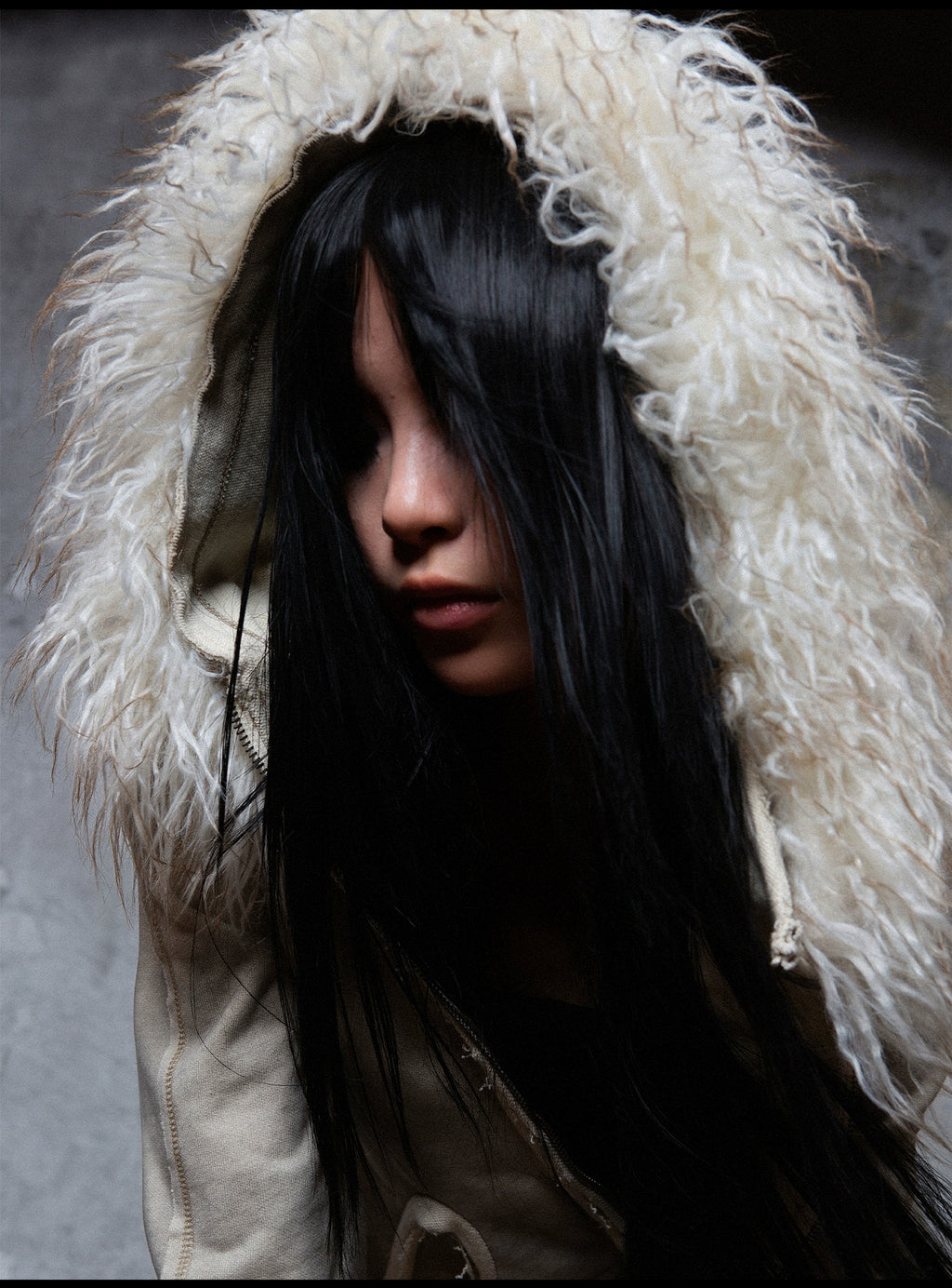 ARIADNAw Fur Collar Loose Mouth Distressed Y2k Cropped Coat