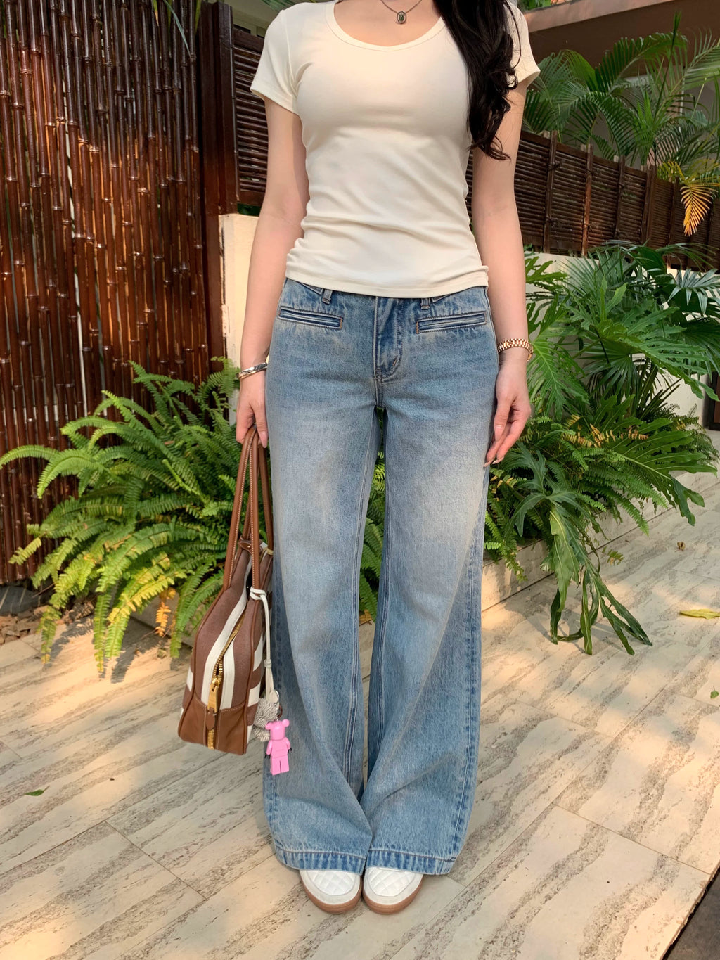 Popchee No Waist Fake Pocket Design Skinny Jeans
