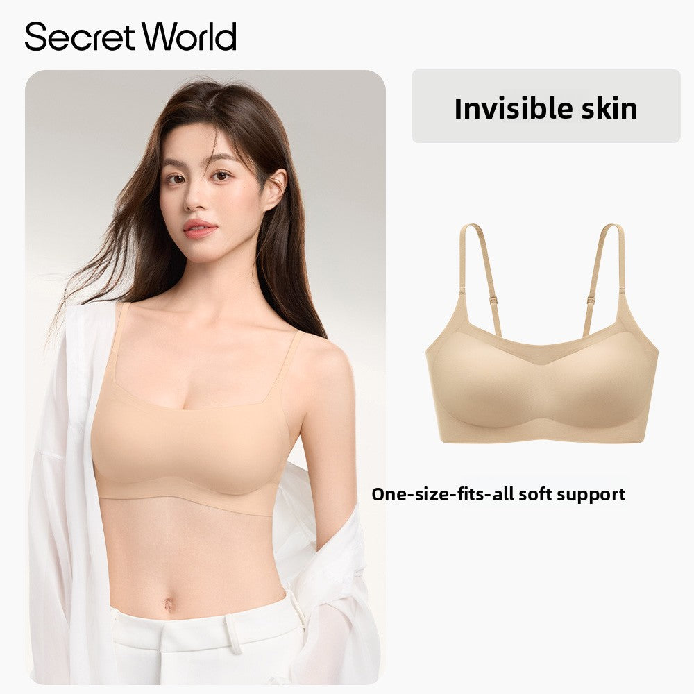 Secret World No Size Liquid Foundation Traceless Shoulder Strap Sports Bra