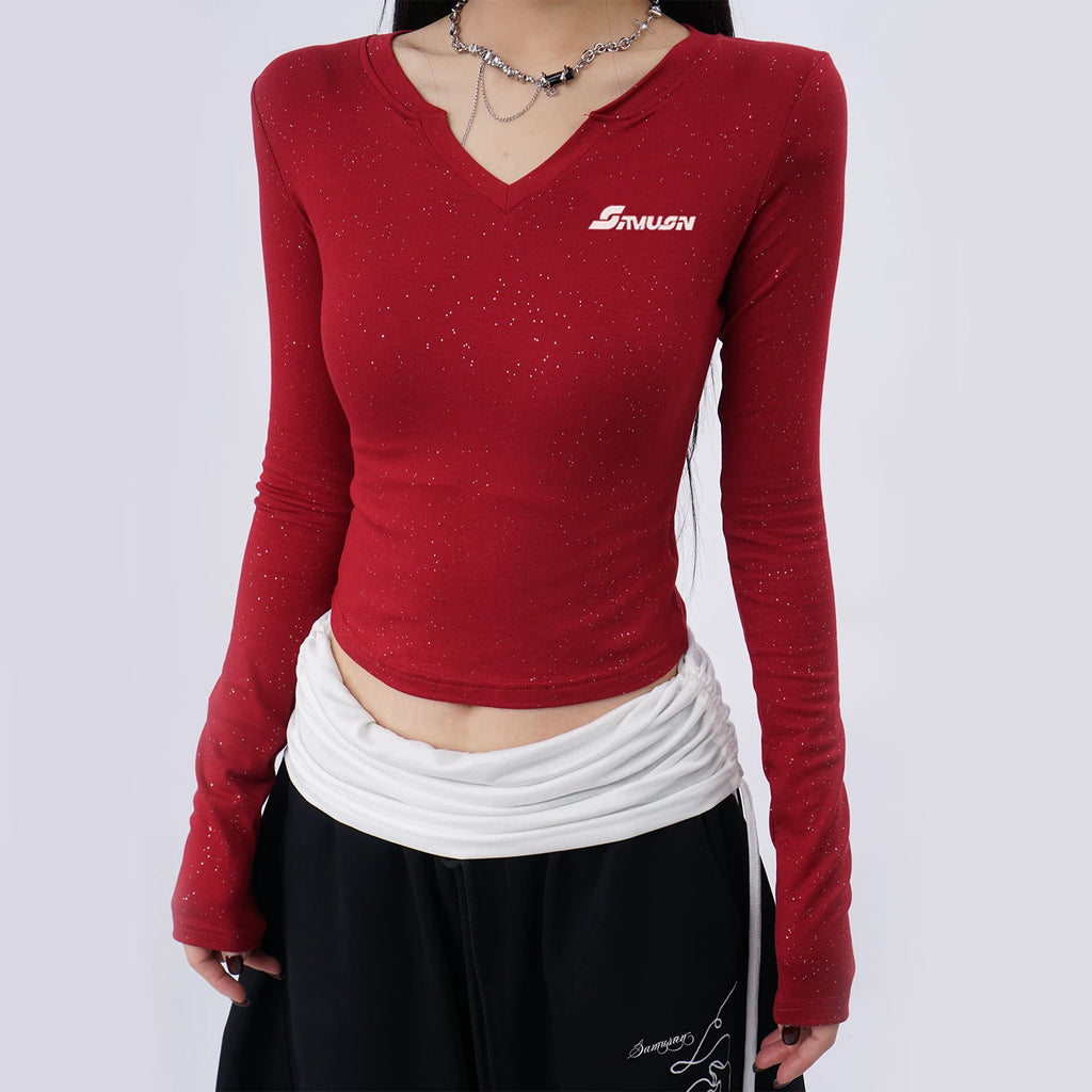 SAMUSAN Rose-embroidered Wide-leg Cargo Pants