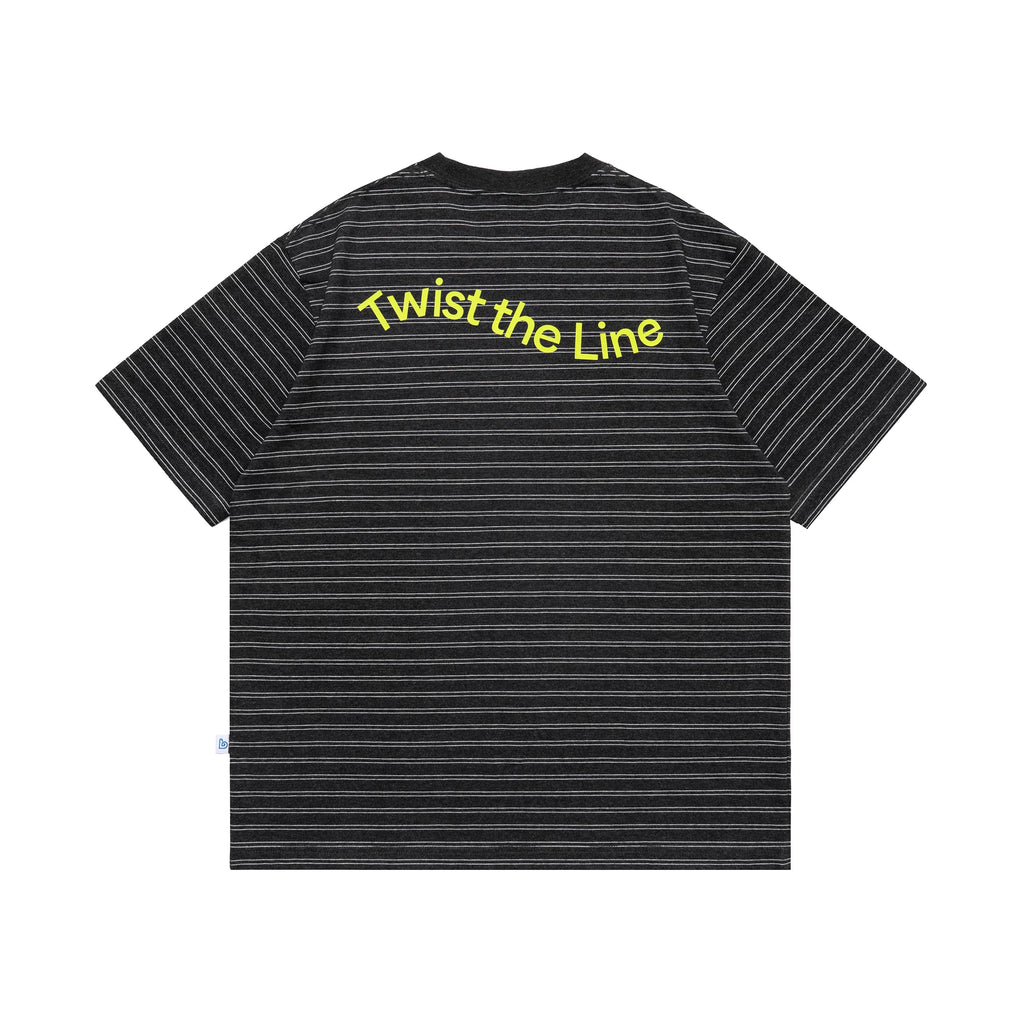 BENT IDEA Alphabet Print Striped Casual Tee