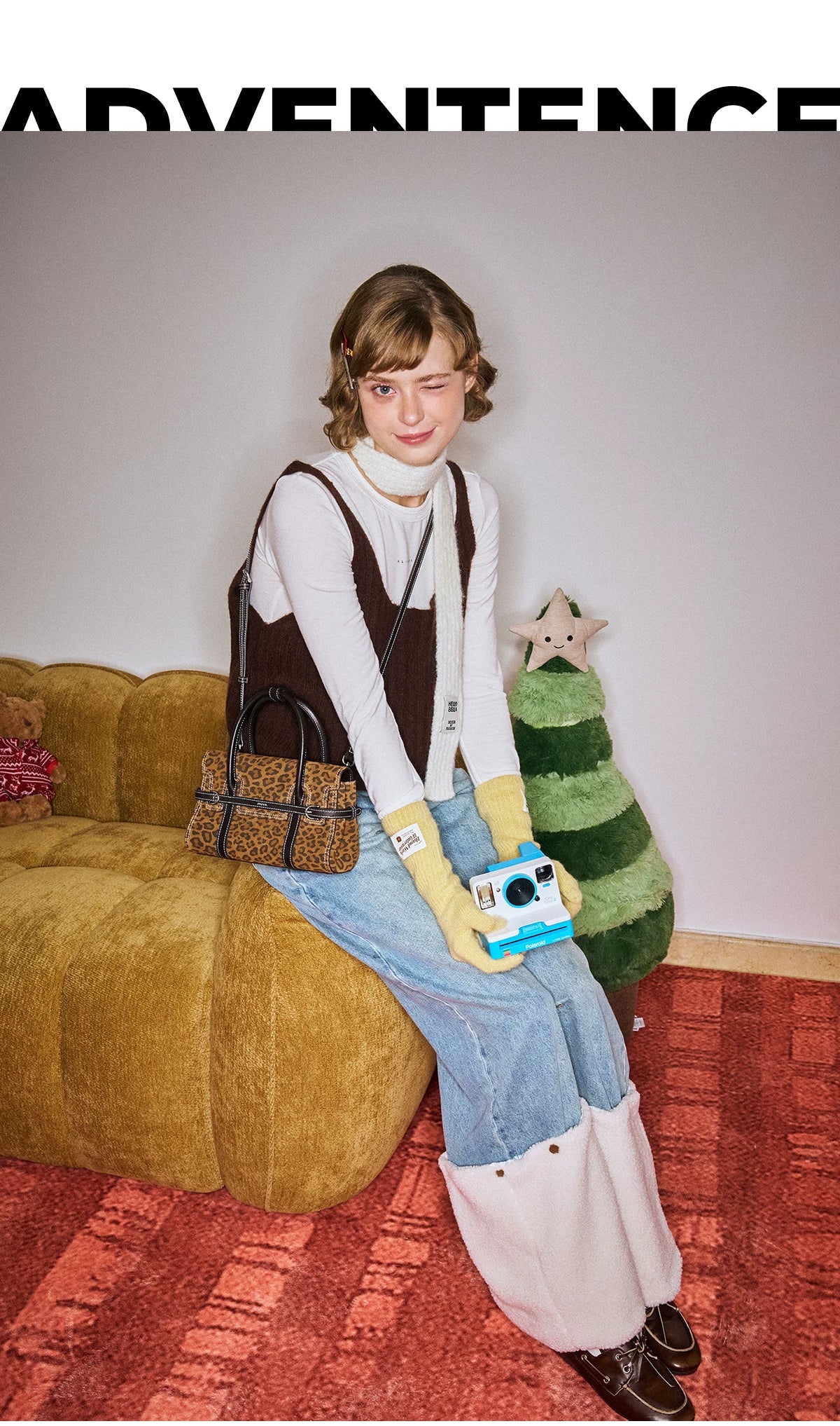 MUVA Vintage Leopard Print Brown Leather Crossbody Small Square Bag