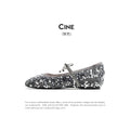 Cebostin Bow Inner Heightening Sequined Shoes