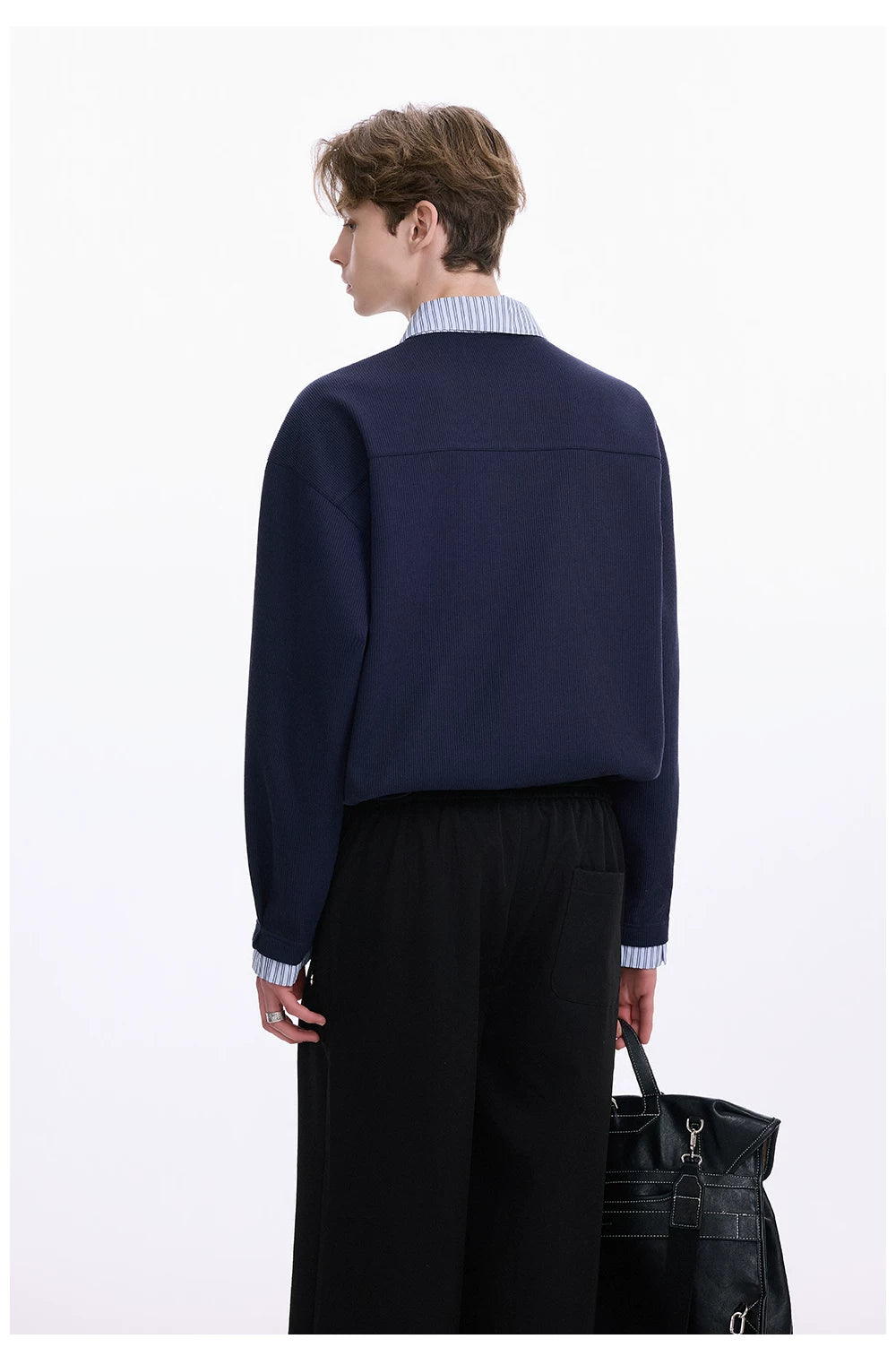 CHOR Striped Shaped Oblique Lapel Pullover Sweater